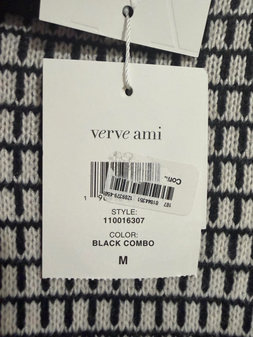 Verve Ami Black and Cream Patterned Turtleneck Sweater Medium NWT - Picture 7 of 11